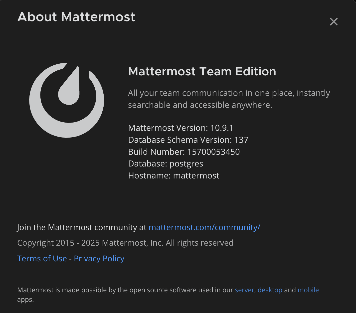 MatterMost with Postgresql